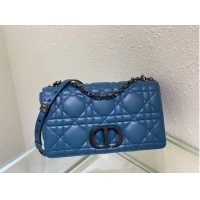 Good Quality LARGE DIOR CARO BAG Gradient Cannage Lambskin M9243E blue