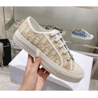 Luxury Dior Walk'n'Dior Sneakers in Khaki Oblique Embroidered Cotton 111589