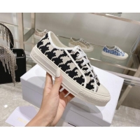 Low Price Dior Walk'n'Dior Sneakers in Black/White Oblique Embroidered Cotton with Macro Houndstooth Motif 111590