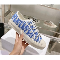 Stylish Dior Walk'n'Dior Sneakers in Blue Oblique Embroidered Cotton 111592