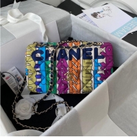 New Stylish Chanel Colored letters Flap bag AS2897 Rainbow Print