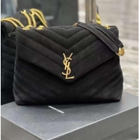 Inexpensive Yves Saint Laurent LOULOU large BAG IN Y-QUILTED SUEDE Y787216 black