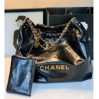 Top Quality Chanel Original Oil Wax Leather Calfskin Cable Shopping Bag A67088 Black