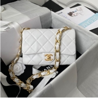 Wholesale CHANEL Lambskin Flap Shoulder Bag 2022SS white