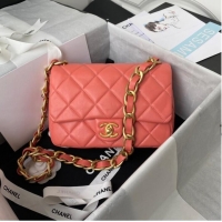 Top Quality CHANEL Lambskin Flap Shoulder Bag 2022SS pink