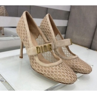 Low Price Dior Baby-D Mesh Mary Janes Pumps 10cm 112317 Beige