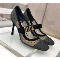 Sumptuous Dior Baby-D Dotted Mesh Mary Janes Pumps 10cm 112319 Black