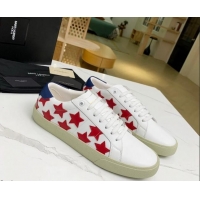 Good Product Saint Laurent Calfskin Star Sneakers White/Red 111881