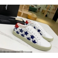 Grade Design Saint Laurent Calfskin Star Sneakers White/Navy Blue 111882