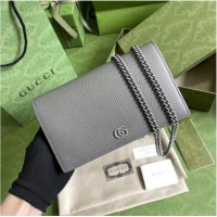 Inexpensive Gucci GG Marmont chain wallet 497985 GRAY