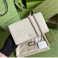 Stylish Gucci GG Marmont chain wallet 497985 White