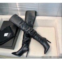 Good Quality Saint Laurent Jane Over-the-knee Boots in Calfskin Leather 123056 Black