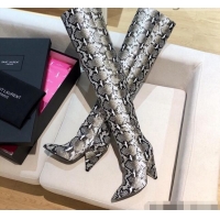 Luxurious Saint Laurent Nike Over-the-knee Boots in Snake Pattern Calfskin 125056