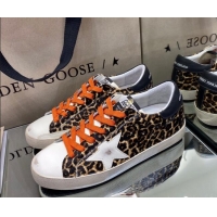 Unique Grade Golden Goose Super-Star Sneakers in Leopard Print Horse Hair with White Star 105052