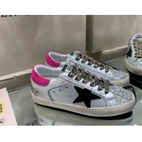 Low Price Golden Goose Super-Star Sneakers in Silver Leather and Silver Glitter 105062