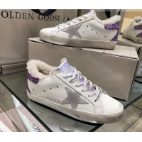 Best Price Golden Goose Super-Star Sneakers With Shearling Lining and Purple Back 105064