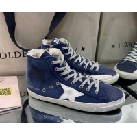 Low Cost Golden Goose Francy Sneakers in Blue Suede and Shearling Lining 105078