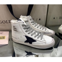 Best Price Golden Goose Francy Sneakers in White Leather with Shearling Lining and Black Star 105081