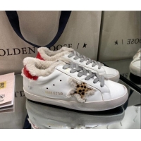 Good Quality Golden Goose Super-Star Sneakers in White Leather With Shearling Lining and Red Back 105097