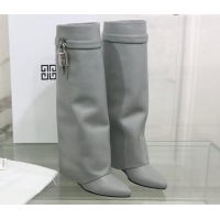 Good Quality Givenchy Shark Lock Pant Boots in Smooth Box Calfskin Leather 130051 Grey