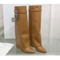 Purchase Givenchy Shark Lock Pant Boots in Smooth Box Calfskin Leather 130051 Brown