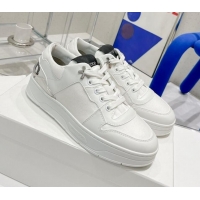 Shop Duplicate Jimmy Choo Lycra White Calfskin and Canvas Sneakers White 11667