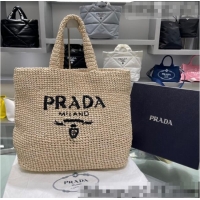 New Discount Grade Prada Raffia Tote bag 1BG130 Beige 2021