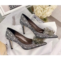 Stylish Jimmy Choo Crystal Pumps 8.5cm Black 111682