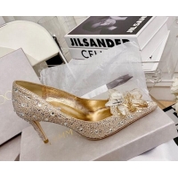 Sumptuous Jimmy Choo Crystal Pumps 8.5cm Gold 111686