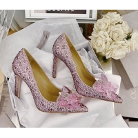 Luxury Jimmy Choo Crystal Pumps 10cm Pink 111693