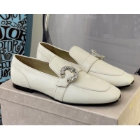 Good Quality Jimmy Choo Crystal Buckle Loafers 112352 White