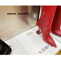 Unique Style Amina Muaddi Calfskin Over-Knee High Boots 9.5cm Red 111209