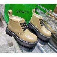 Best Price Bottega Veneta Shiny Leather & Wool Short Boots 111312 Khaki