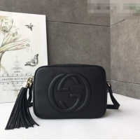 Top Quality Gucci Soho Small Leather Interlocking G Tassel Disco Camera Bag 308364 Black