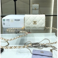 Luxury Classic Chanel mini leather Shoulder Bag AP2444 White