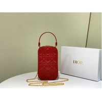 Low Cost DIOR MINI BOBBY BAG Gradient Cannage Lambskin C0955 red