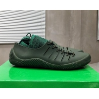 Discount Bottega Veneta Climber Rubber Lace-up Sneakers 112211 Camping/Grass Green