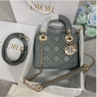 Most Popular MINI LADY DIOR BAG Lambskin M0566OW gray&gold