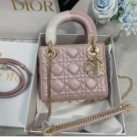 Top Quality MINI LADY DIOR BAG Lambskin M0566OW Pearlescent powder&gold