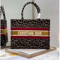 Purchase SMALL DIOR BOOK TOTE Embroidery C1287-2 Brown Leopard Print