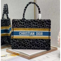 Spot Bulk SMALL DIOR BOOK TOTE Embroidery C1287-4 Black&gray Leopard Print