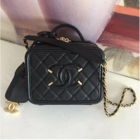 Top Quality Chanel mini Vanity Case Grained Calfskin A93342 Black