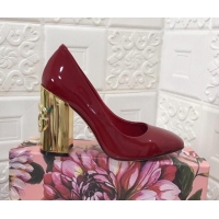 Fashion Luxury Dolce & Gabbana DG Patent Leather Pumps 10.5cm Red/Gold 111339