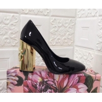 Discount Dolce & Gabbana DG Patent Leather Pumps 10.5cm 111339 Black/Gold