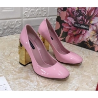 Best Price Dolce & Gabbana DG Patent Leather Pumps 10.5cm 111339 Light Pink/Gold