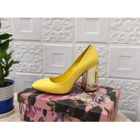 Low Price Dolce & Gabbana DG Patent Leather Pumps 10.5cm 111339 Yellow/Gold