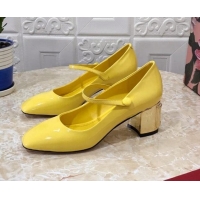 Top Design Dolce & Gabbana DG Patent Leather Mary Janes Pumps Yellow/Gold 111501