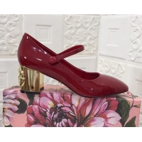 Best Quality Dolce & Gabbana DG Patent Leather Mary Janes Pumps 111501 Red/Gold