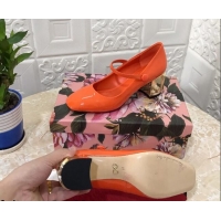 Super Quality Dolce & Gabbana DG Patent Leather Mary Janes Pumps 111501 Orange/Gold