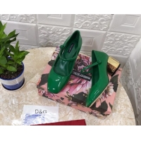 Popular Style Dolce & Gabbana DG Patent Leather Mary Janes Pumps 111501 Green/Gold